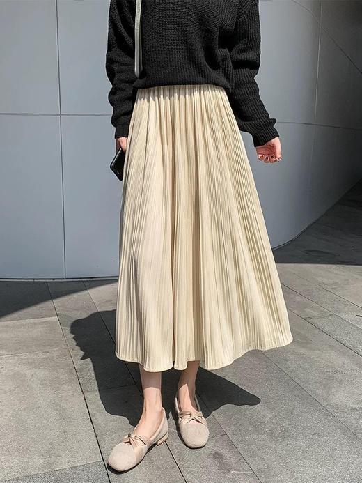 Im Presionismo复古金丝绒压褶半身裙 商品图0