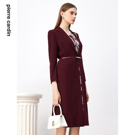 皮尔卡丹女装连衣裙秋季新款红色假两件端庄气场裙子P3344E3931T0
 商品图1