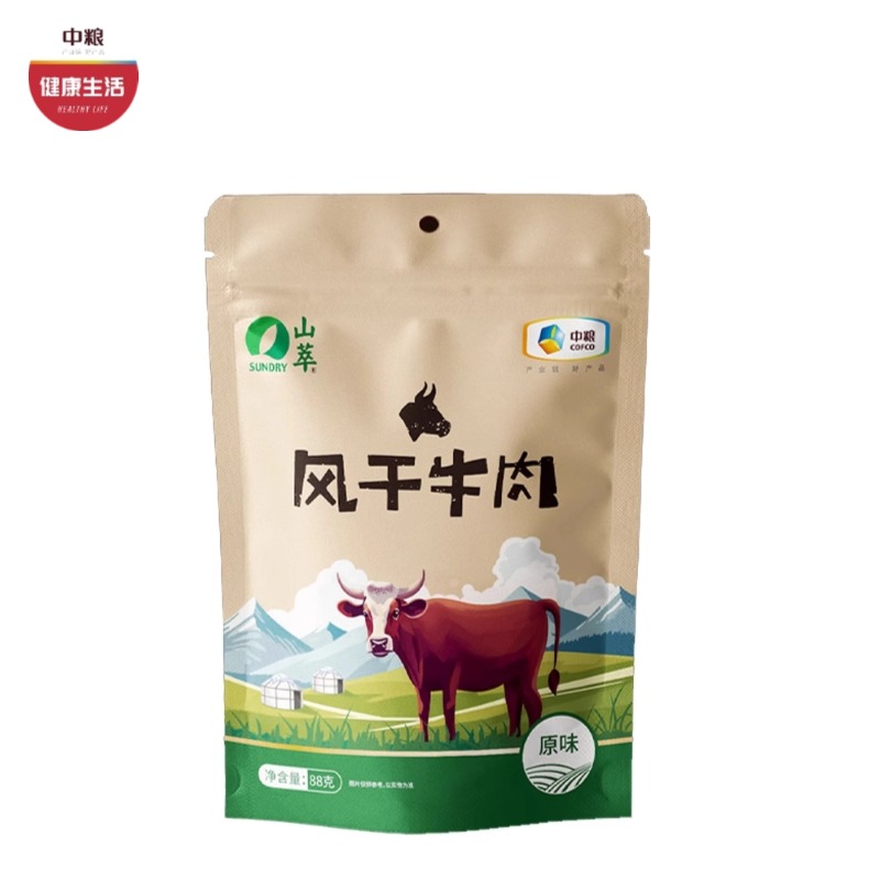 中粮山萃原味牛肉干 肉香浓郁有嚼劲 不加防腐 200g/袋