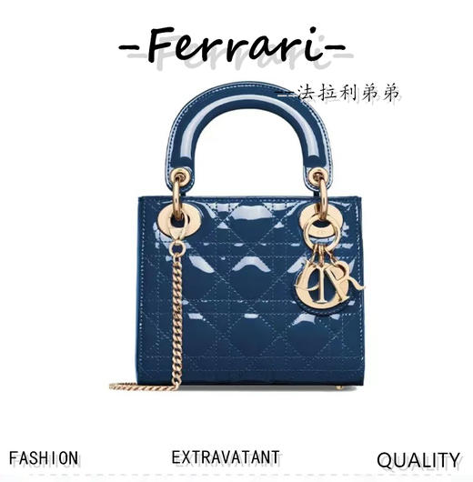 D家    丹宁蓝 粉 漆皮牛皮革迷你手袋戴妃D家 商品图0