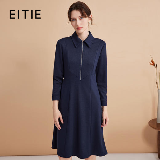 EITIE爱特爱冬季新款气质显瘦时尚通勤收腰连衣裙D2407405 商品图0