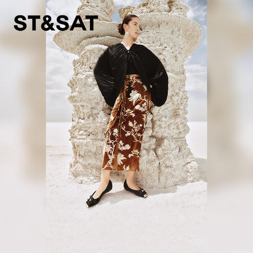 星期六金属方头新中式风平底单鞋SSC3111162 商品图1