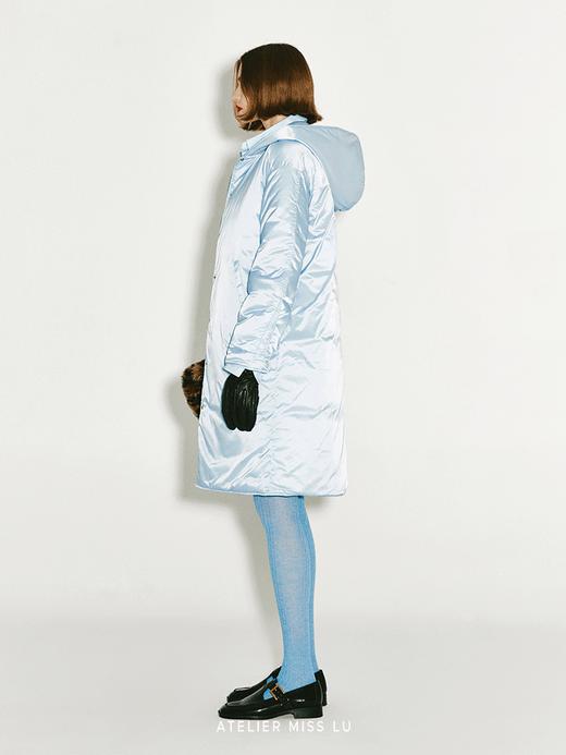 【冰川滑行】冰川蓝长款连帽棉服 商品图1