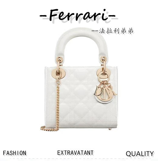 D家  Lady 白色藤格纹漆GR原厂羊皮  戴妃三格D家 商品图0