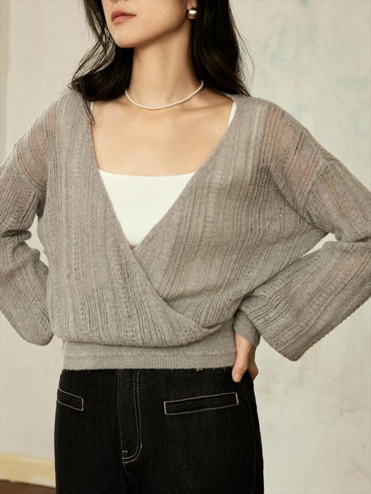 交叠裹身式正反两穿镂空毛衫FCE3WST083 商品图11