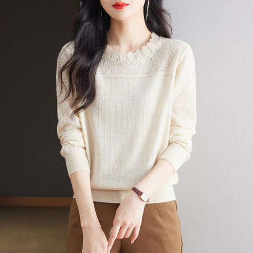 气质长袖羊毛上衣，薄款毛衣圆领打底衫CC-6875 商品图2