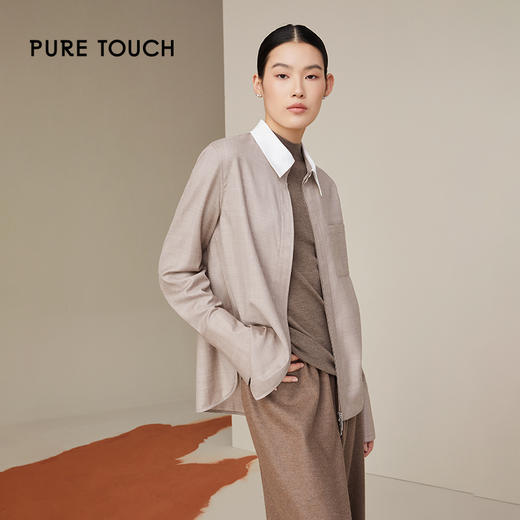 pure touch女士绵羊毛拼接衬衫1301243363 商品图0