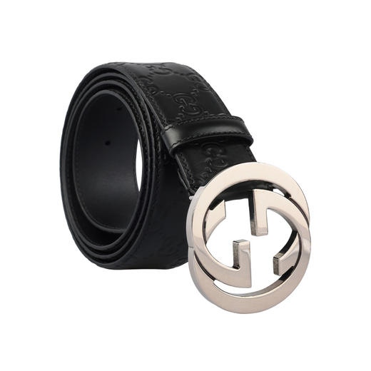 Gucci 古驰男士皮革印压双G logo真皮腰带12043 商品图1