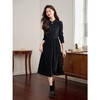 【专属特价】熙世界新中式黑色盘扣立领连衣裙秋冬设计感针织拼接灯芯绒裙子 商品缩略图3