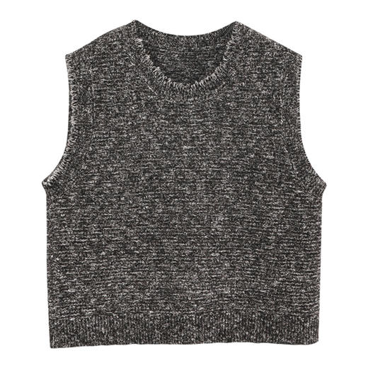 玳莎无袖圆领针织背心女2024年秋季新款毛边高级感设计感外搭上衣  EC33001 商品图4