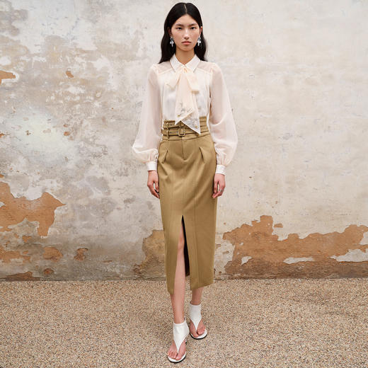 复古率性双腰头直筒开叉半裙秋冬美拉德穿搭裙子MS88SK529X30 商品图0