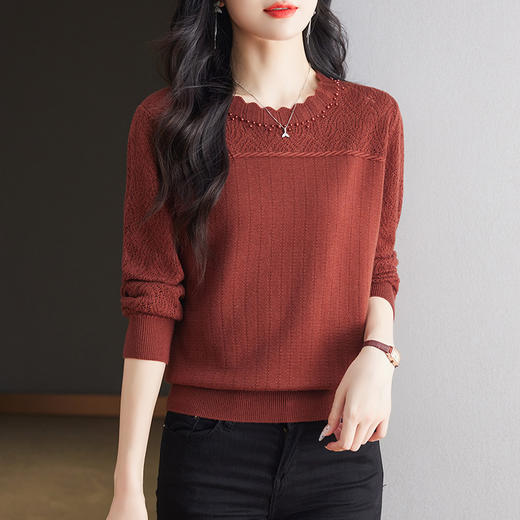 气质长袖羊毛上衣，薄款毛衣圆领打底衫CC-6875 商品图3