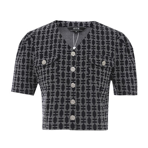 EITIE爱特爱夏季新款短袖修身上衣女小上衣7313011 商品图5