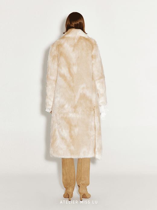 【暖冬黄昏】围巾大衣一体仿皮草长款冬日外套 商品图2