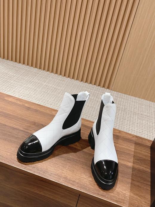 香奶奶  冬菱格切尔西短靴新品 小牛皮鞋 商品图1