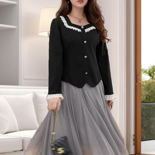 9/1奢姿大码女装2024秋季不规则气质网纱半松紧裙子胖妹妹时尚半身裙9943490274 商品图4