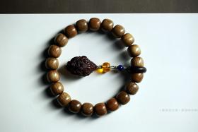 JSNM0101°紫檀财神+老料金丝楠手串
