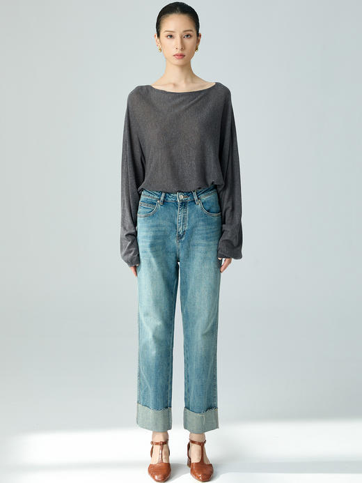 【E】稚佑||高腰修身直筒蛋卷裤-告白蛋卷 商品图0