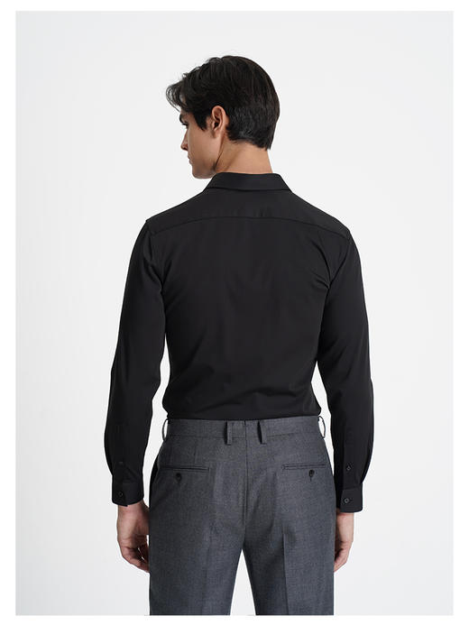 callisto黑色粘纤混纺长袖衬衫 商品图4