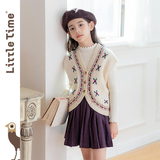 littletime女童马甲小背心春秋季2024新款韩版儿童无袖毛衣小开衫 商品图1