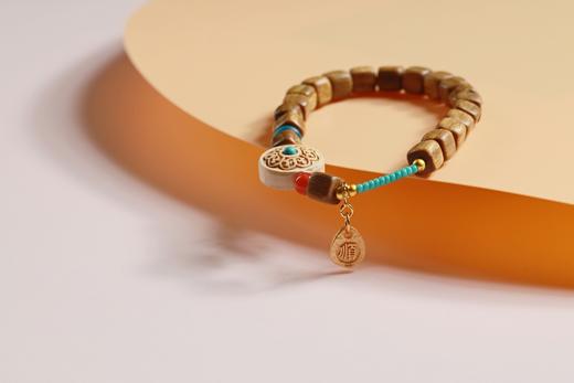 LT0009°绿檀四方来财珠|琉璃隔片蓝手链手串 商品图2