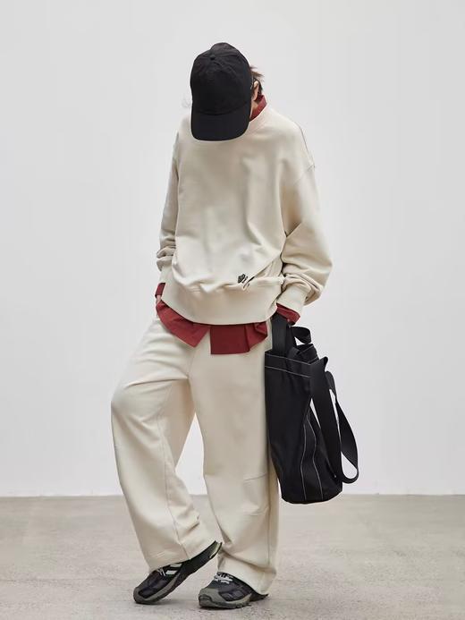 步履不停/4C43115C/慵懒拖地米白色针织长裤卫裤 商品图3