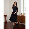 【专属特价】熙世界新中式黑色盘扣立领连衣裙秋冬设计感针织拼接灯芯绒裙子 商品缩略图2