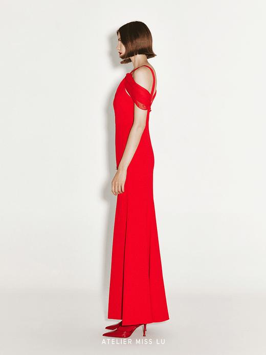 【维纳斯】透纱肩部拼接开衩鱼尾礼服长裙 商品图1