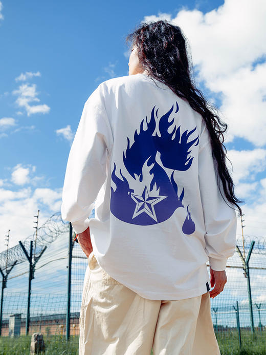 STA2024秋季火焰星标基础纯棉长袖圆领T恤 商品图3