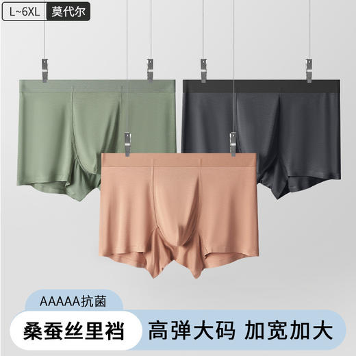 肥佬裤莫代尔无痕男士内裤蚕丝內裆抑菌透气男内裤平角裤现货批发 商品图0