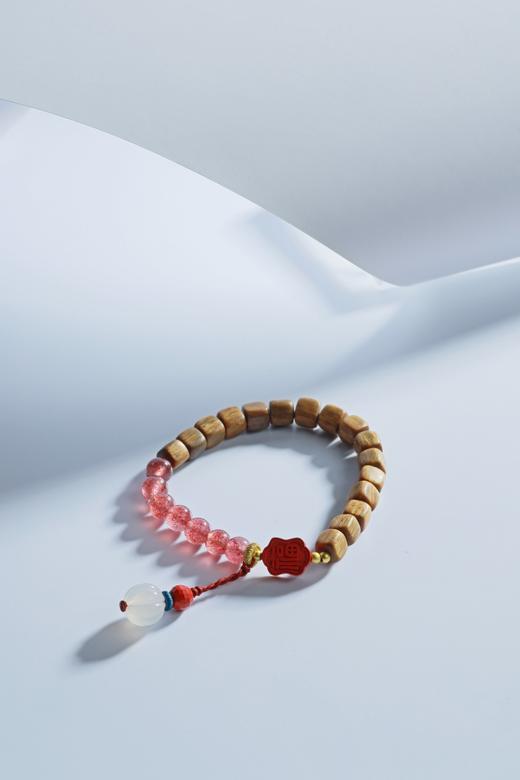 LT0016°绿檀四方来财珠|粉草莓南瓜手链手串 商品图2