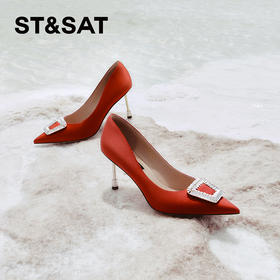 星期六优雅尖头水晶方扣细高跟SSC3111106