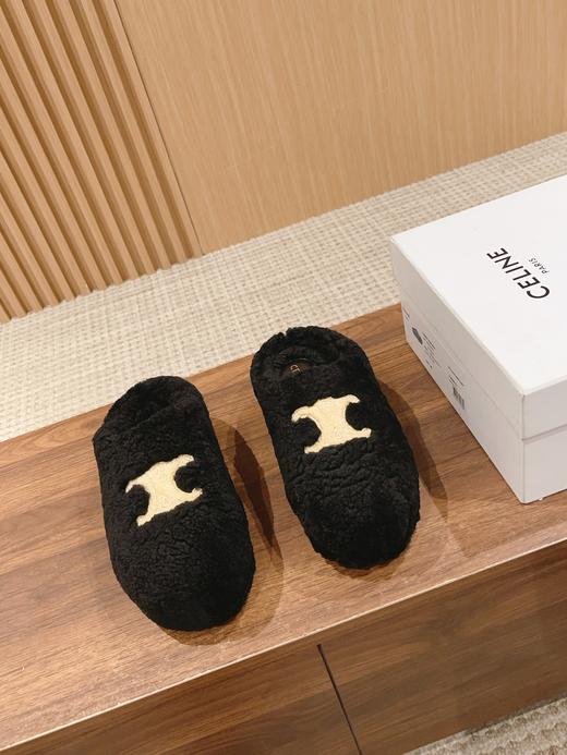 * 凯旋门 2023新款冬秋?羊羔毛毛穿外?百搭厚底内高增?一脚懒蹬?人包头穆勒拖鞋（HD） 商品图1