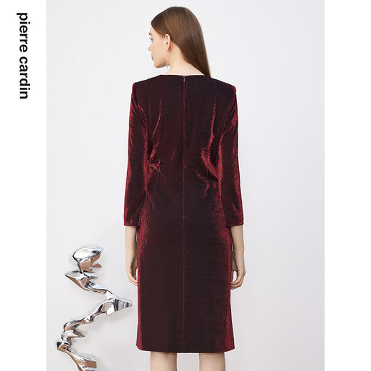 皮尔卡丹女装连衣裙气质时尚修身通勤宴会褶皱连衣裙P3341E3876T0
 商品图2