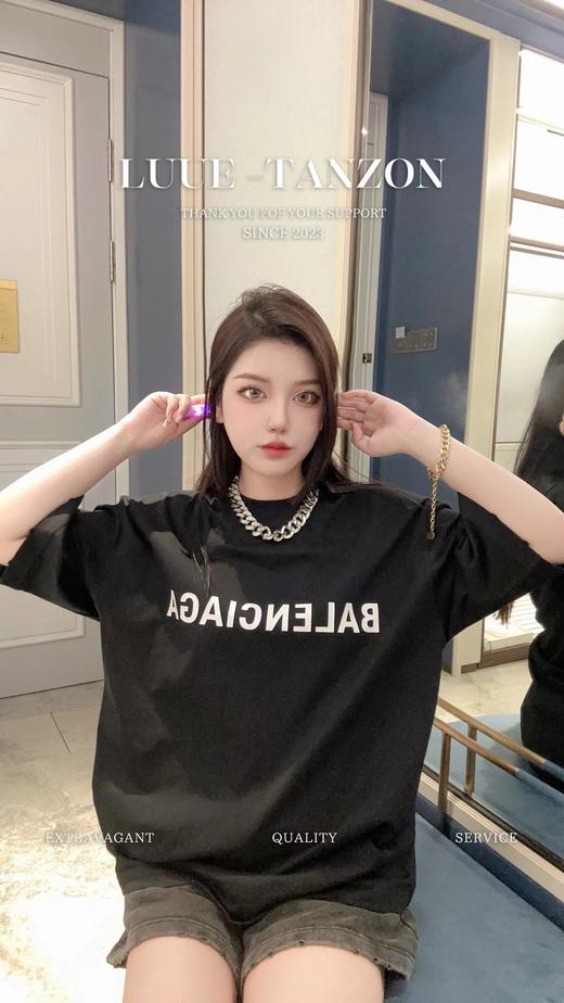 B家 23ss巴黎正印镜像logo短袖T恤男女同款（Y*BG） 商品图1