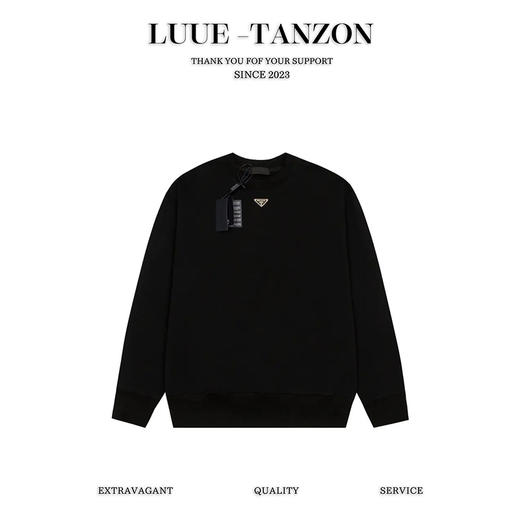 普拉**达    23新款 胸前三角标圆领卫衣（Y*BG） 商品图0