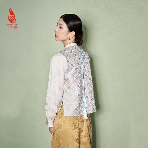 SAINTJOY/上久楷 女式宋锦马甲 中式上衣 中国风 复古 五彩团凤狮花卉锦CY1044207025 商品图1