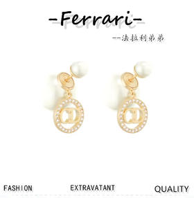 D家  新品字母粉钻耳环