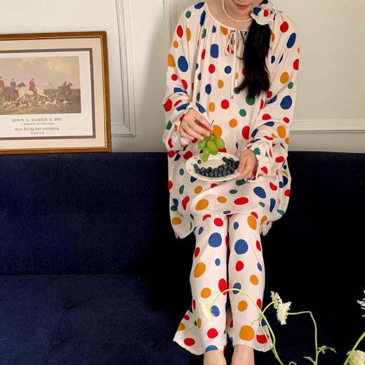 【E选好物】睡衣多巴胺春夏秋季复古风大码多色家居休闲服装可外穿女装-E24082801（下单后5-7天发货） 商品图3