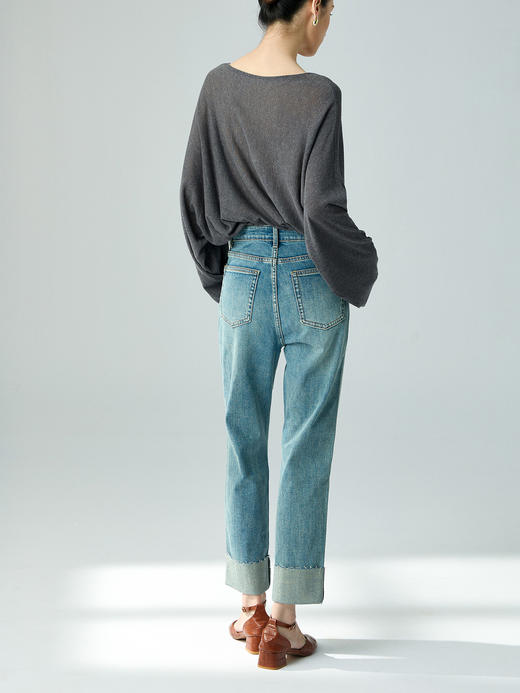 【E】稚佑||高腰修身直筒蛋卷裤-告白蛋卷 商品图1