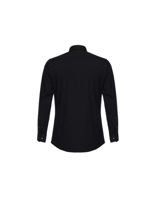 callisto黑色粘纤混纺长袖衬衫 商品图1