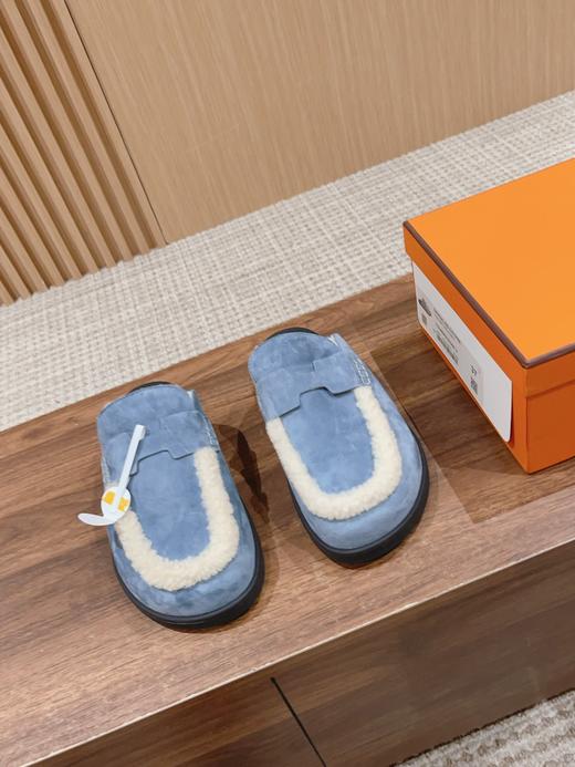 * 爱*仕2023情侣款勃肯毛毛拖 麂皮搭配羊羔绒 (HD) 商品图3