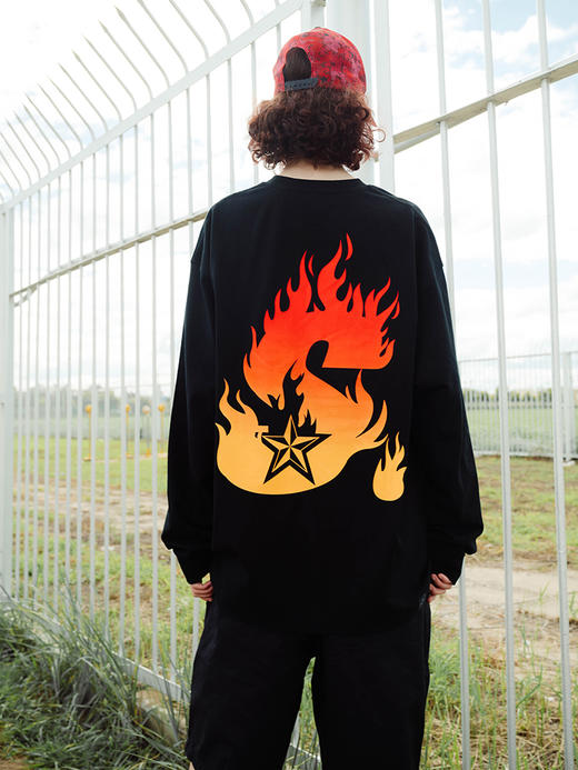 STA2024秋季火焰星标基础纯棉长袖圆领T恤 商品图5