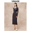 VIMAGE纬漫纪气质女神风弹力垂坠显瘦长款修身连衣裙秋季新款V2207819 商品缩略图1
