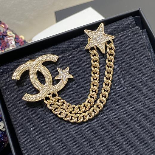 Chan*l 小香 23B金色纹理双链条星星胸针(XJ) 商品图1