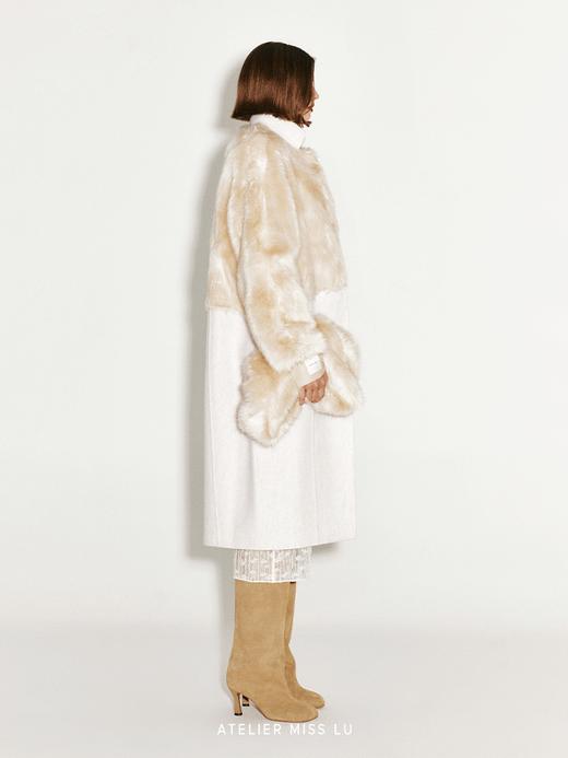 【融化雪山】仿皮草拼接长款绵羊毛大衣 商品图3