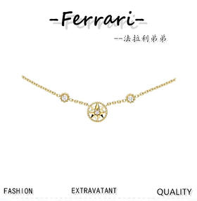 迪家 金白罗盘双钻项链