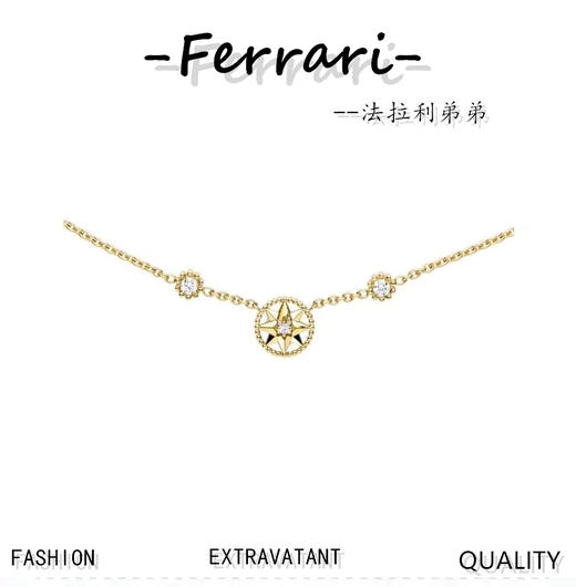 迪家 金白罗盘双钻项链 商品图0