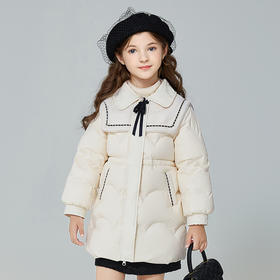 笛莎女童羽绒服2024冬季新款宝宝简约气质香风羽绒服
