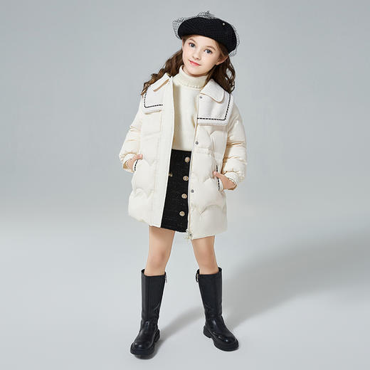 笛莎女童羽绒服2024冬季新款宝宝简约气质香风羽绒服 商品图2